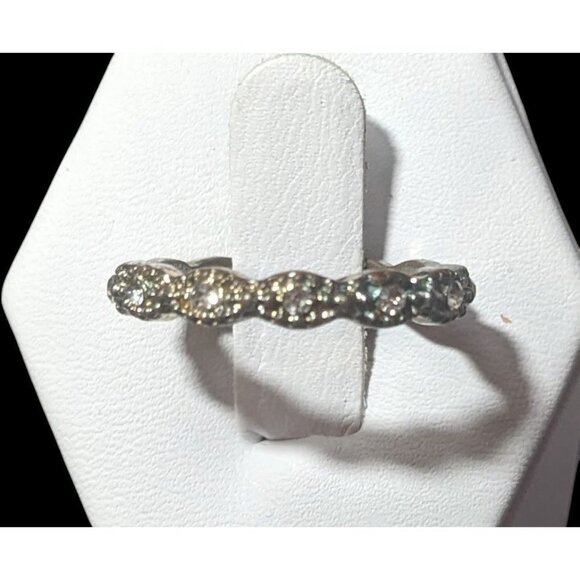 Whimsical Braided Silver Tone Rhinestone Ring Size 7 - Picture 8 of 15